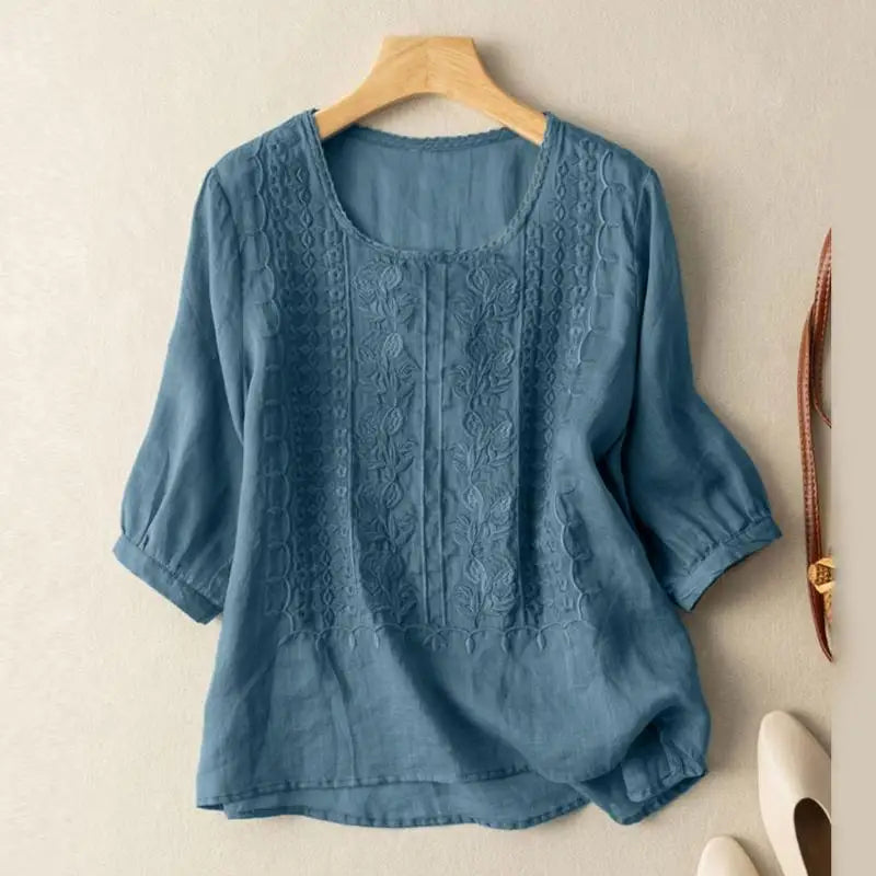 Genevra Whitfield | White Embroidered Relaxed Blouse
