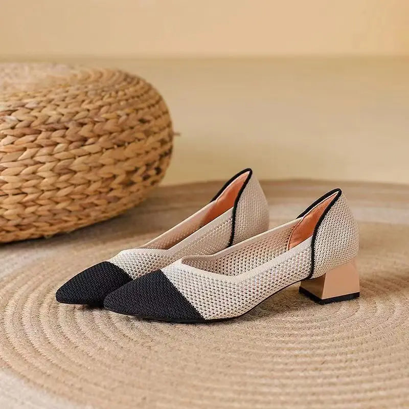 Viviana Torcello | Leopard Print Knit Block Heel Pumps