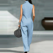 Mia Roberts | Sleeveless Wide-Leg Linen Jumpsuit For Women