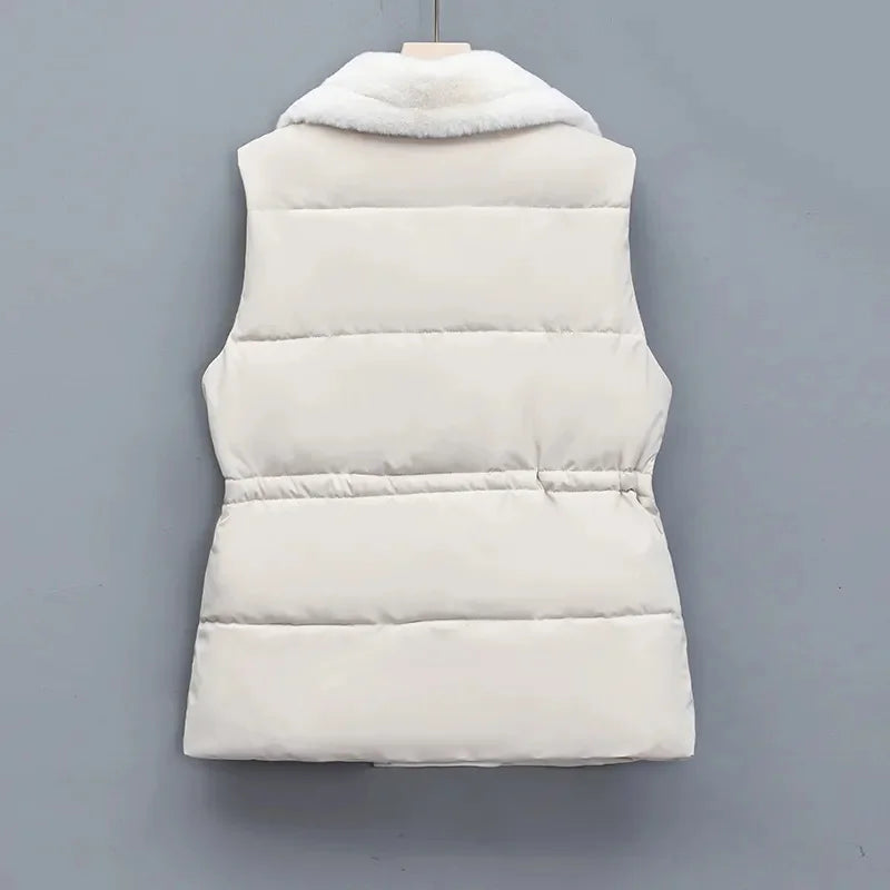 Margaux Elsinore | Faux Fur Collar Puffer Vest in Brown