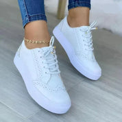 Claudia Wrenthorpe | Tan Platform Sneakers with Brogue Detail