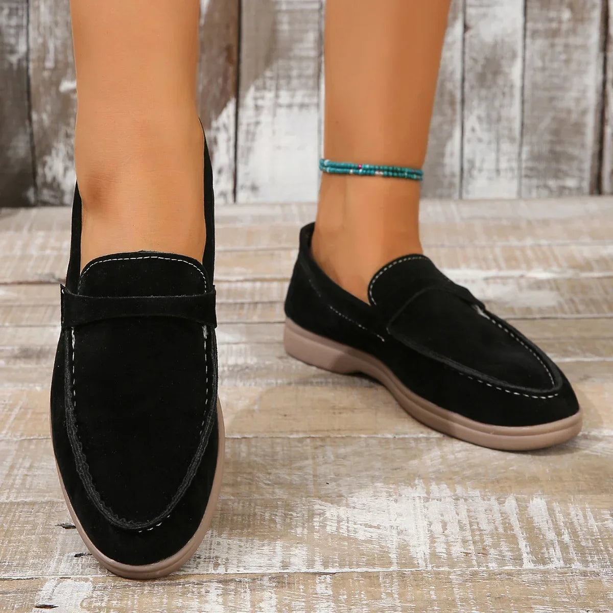 Marguerite Holloway | Grey Suede Slip-On Loafers for Women