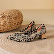 Viviana Torcello | Leopard Print Knit Block Heel Pumps