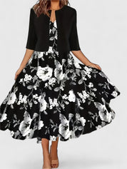 Elara Whitbourne | Floral Midi Dress with A-Line Skirt