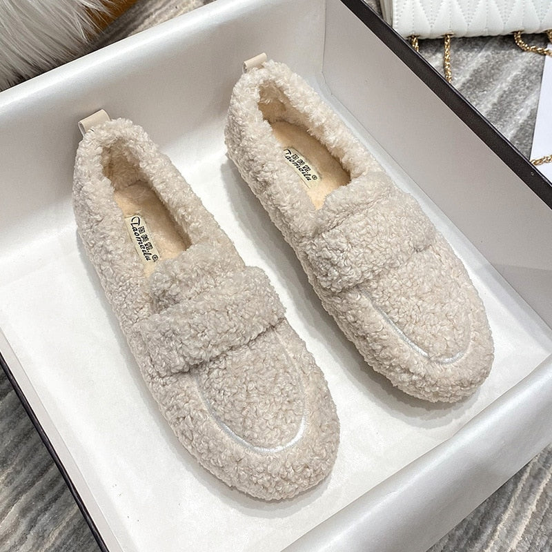 Colette Hargrove | Fluffy Sherpa Loafers For Women