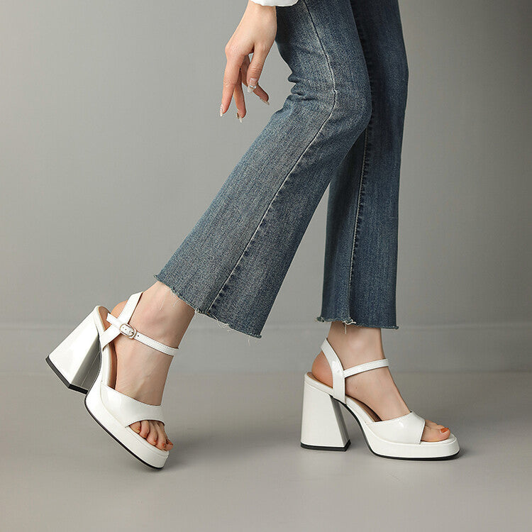Celestine Brouvard | Yellow Patent Block Heel Sandals