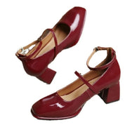 Genevra Lacroix | Black Patent Mary Jane Block Heel Pumps