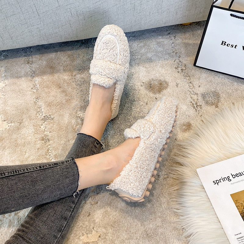 Colette Hargrove | Fluffy Sherpa Loafers For Women