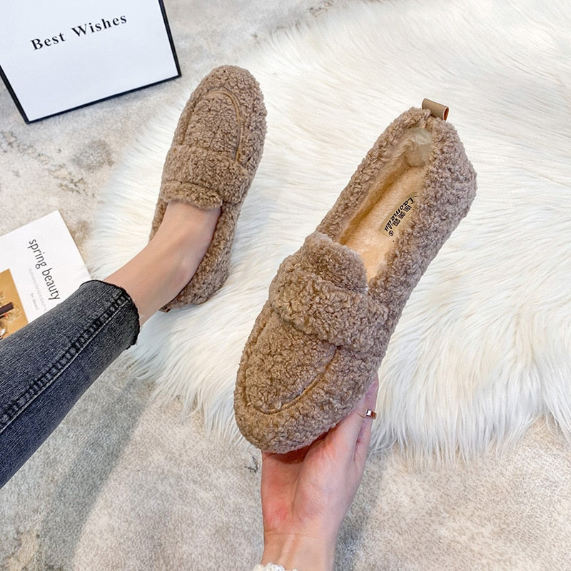 Colette Hargrove | Fluffy Sherpa Loafers For Women