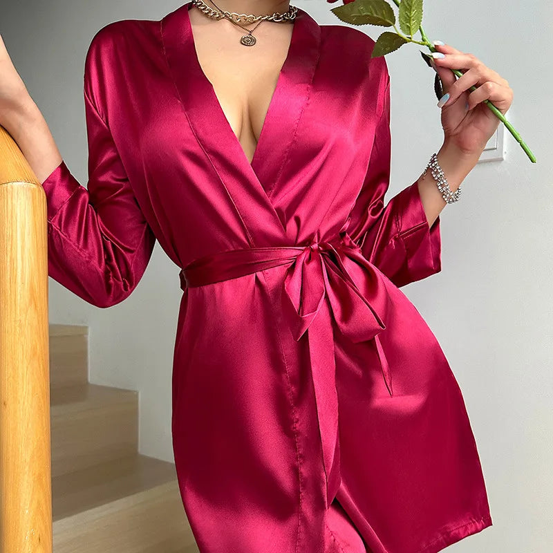 Isabella Fontaine | Satin Mini Robe For Women