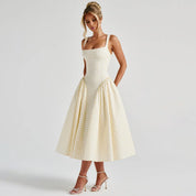 Estelle Vanbrough | Yellow Gingham Midi A-Line Sundress