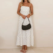 Mirabelle Chanteclair | Brown Polka Dot Maxi Slip Dress
