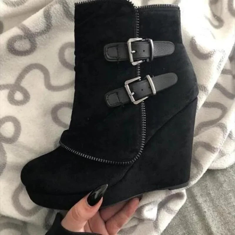Isadora Venturi | Suede Wedge Ankle Boots For Women