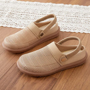 Dorinda Cavendish | Beige Mesh Slip-On Clogs with Heel Strap