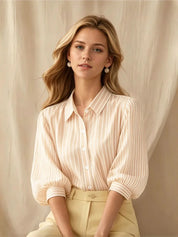 Lily Adams | Red & White Striped Puff Sleeve Shirt For Women