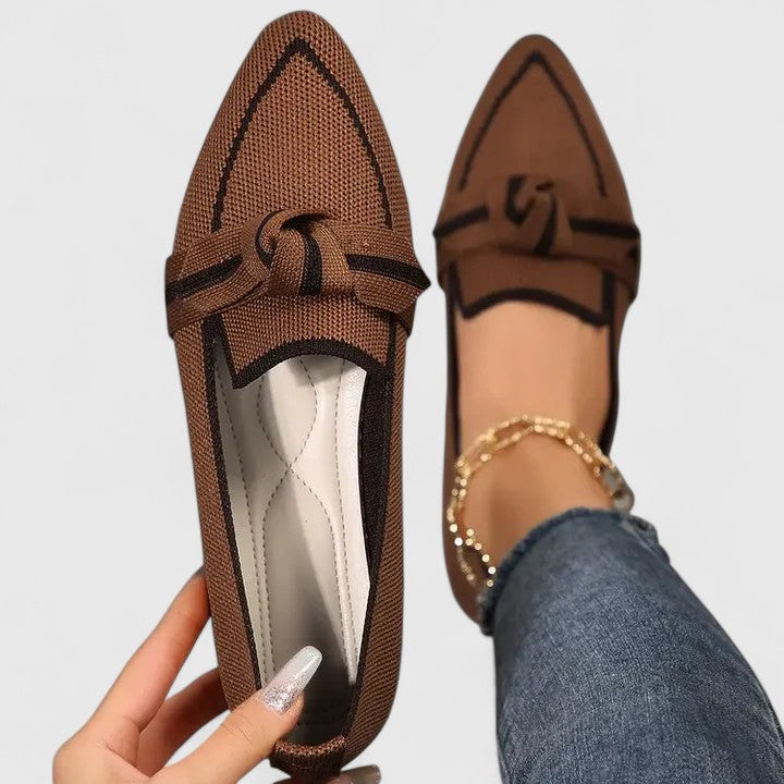 Constance Bellerive | Blue Pointed Toe Knot Flat Loafers