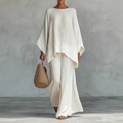 Serenne Calloway | Linen Two-Piece Set with Wide-Leg Pants For Women