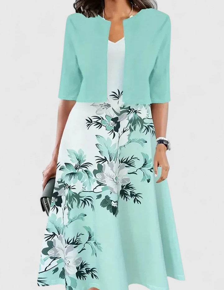 Elara Whitbourne | Floral Midi Dress with A-Line Skirt