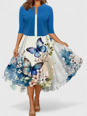 Elara Whitbourne | Floral Midi Dress with A-Line Skirt