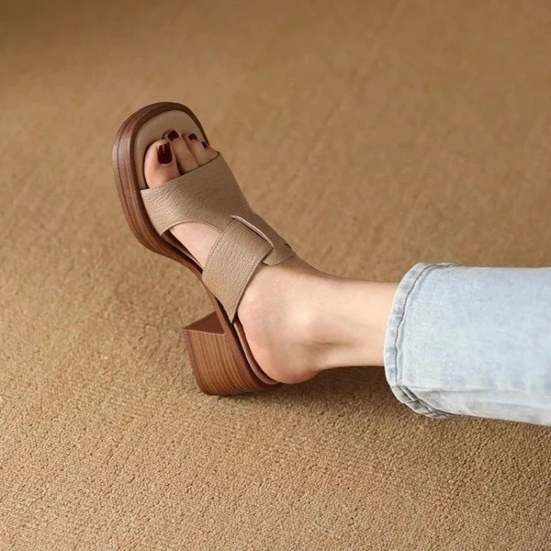 Raffaella Boncourt | Black Leather Block Heel Sandals