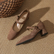 Cordelia Vanthorpe | Suede Mary Jane Block Heel in Brown
