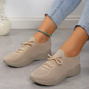 Lisette Bromwell | Black Knit Lace-Up Ortho Sneakers