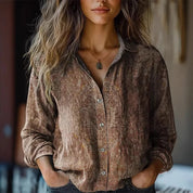 Genevra Winsford | Vintage Floral Print Long Sleeve Button-Down Shirt