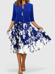 Elara Whitbourne | Floral Midi Dress with A-Line Skirt