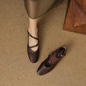 Rosalind Carleigh | Tan Leather Mary Jane Flats
