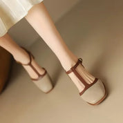 Celestine Beaumont | T-Strap Block Heel Square Toe Pumps