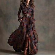Isadora Pembridge | Tartan Plaid Maxi Shirt Dress with Belt
