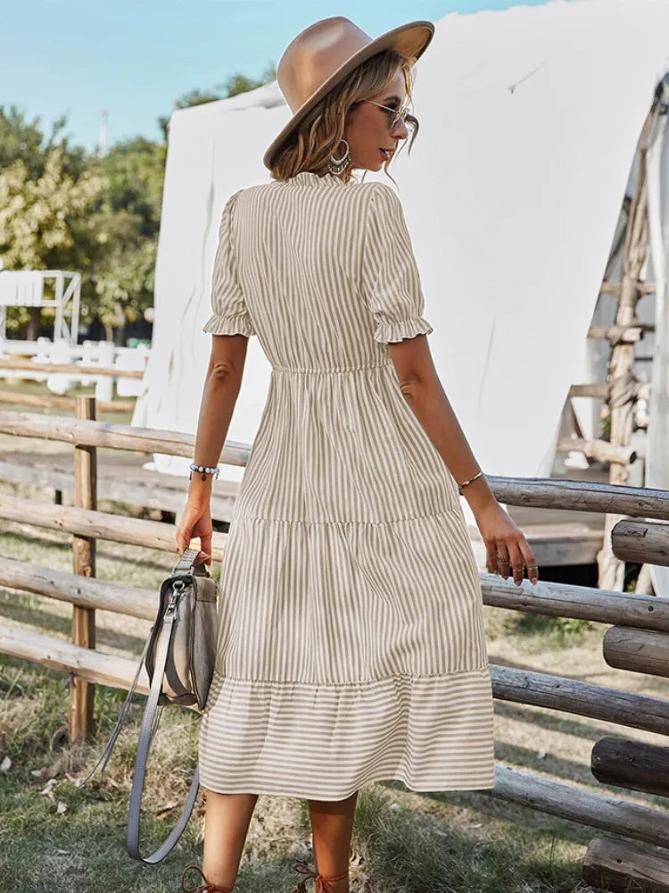 Rosalind Chevalier | Striped Boho Midi Dress For Women