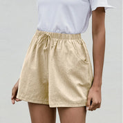 Pauline Vercourt | Bohemian Linen Shorts with Drawstring Waist