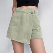 Rosalie Dunsworth | Blue Denim Crossover Skort Mini Skirt