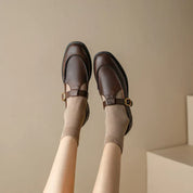 Clémence Hargrove | Black T-Strap Mary Jane Shoes with Low Block Heel