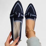 Constance Bellerive | Blue Pointed Toe Knot Flat Loafers