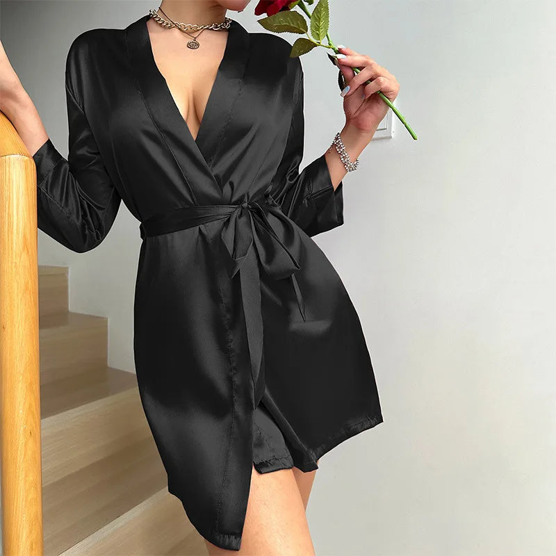 Isabella Fontaine | Satin Mini Robe For Women