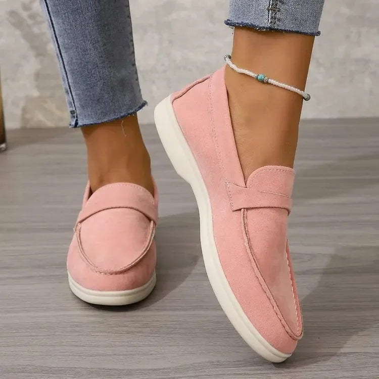Marguerite Holloway | Grey Suede Slip-On Loafers for Women