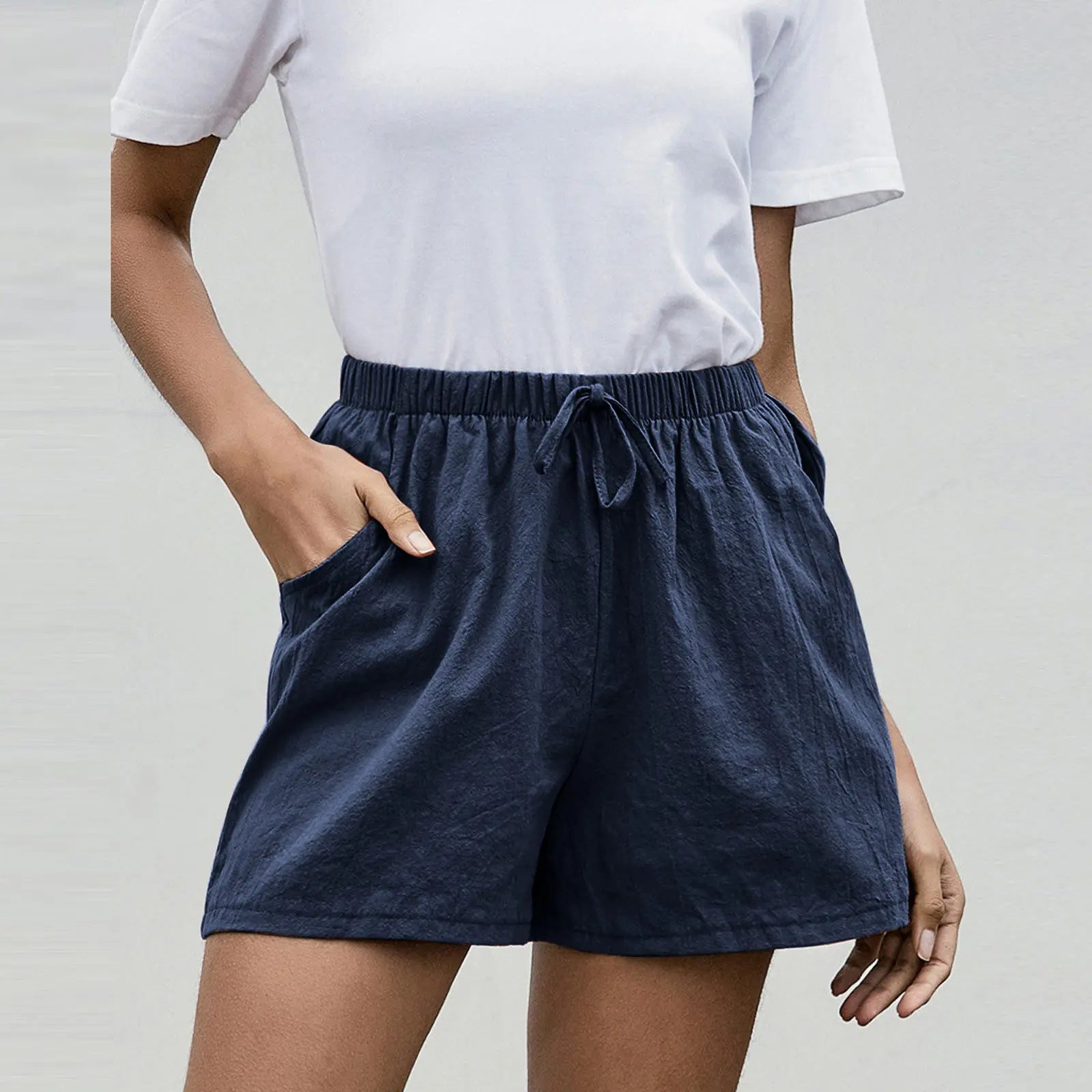 Pauline Vercourt | Bohemian Linen Shorts with Drawstring Waist