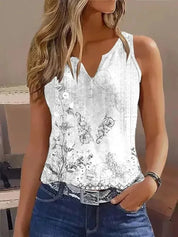 Evelyn Turner | Floral Print V-Neck Sleeveless Tank Top For Women