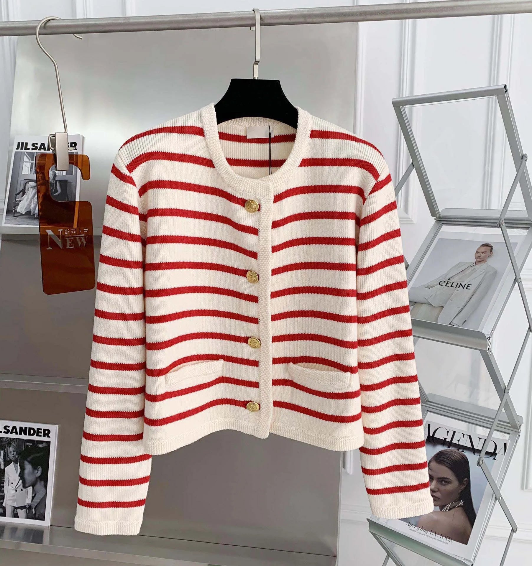 Juliette Moreau | Striped Knit Cardigan For Women