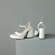 Celestine Brouvard | Yellow Patent Block Heel Sandals