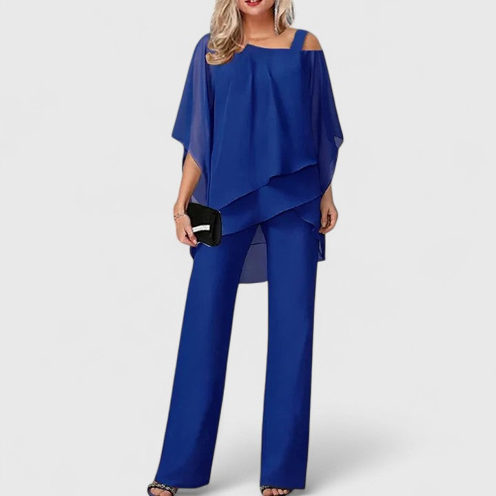 Loretta Pemberton | Burgundy Chiffon Two-Piece Pant Set