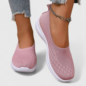 Marguerite Trevelyan | Purple Knit Slip-On Flat Sneakers