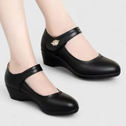Emmeline Stratford | Cream Wedge Mary Jane Shoes