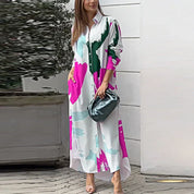 Yvonne Castellano | Abstract Print Maxi Shirt Dress For Women