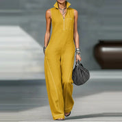 Mia Roberts | Sleeveless Wide-Leg Linen Jumpsuit For Women