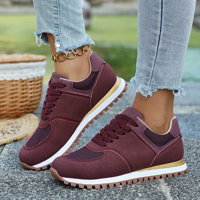 Stellan Hartcourt | Lace-Up Mesh Sneakers in Navy, Beige & Burgundy