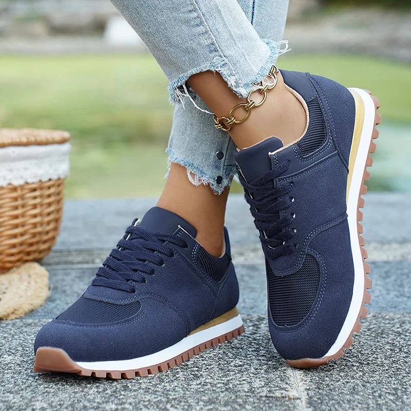 Stellan Hartcourt | Lace-Up Mesh Sneakers in Navy, Beige & Burgundy
