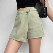 Rosalie Dunsworth | Blue Denim Crossover Skort Mini Skirt